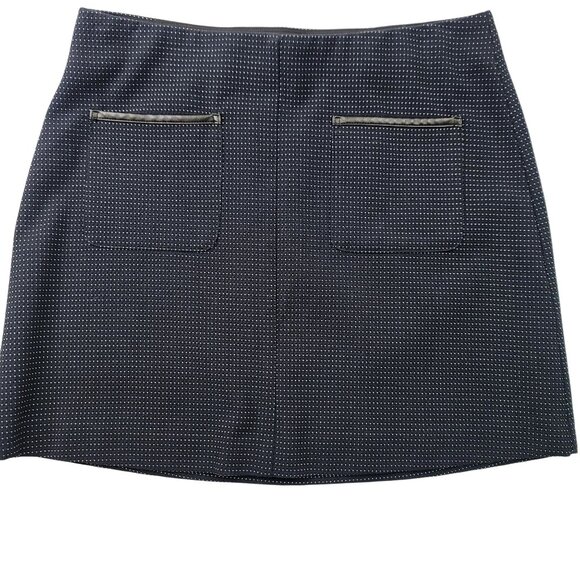 Elle Womens Black Dot Mini Skirt Faux Leather Trim Pockets Medium - Picture 2 of 7